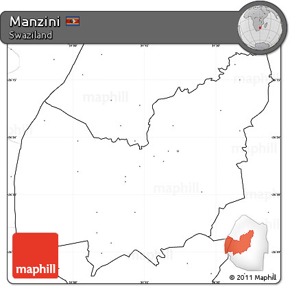 Blank Simple Map of Manzini, no labels