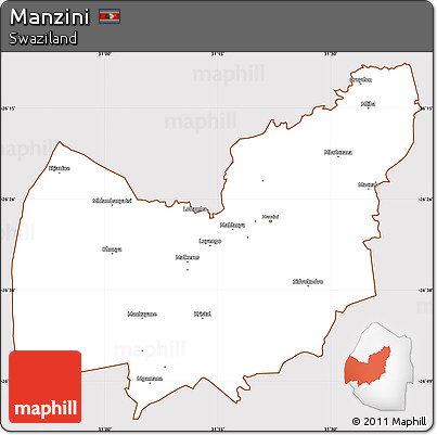 Classic Style Simple Map of Manzini, cropped outside