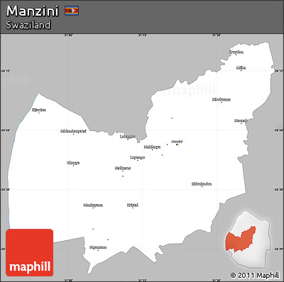 Gray Simple Map of Manzini, single color outside