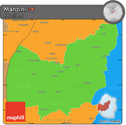 Political Simple Map of Manzini