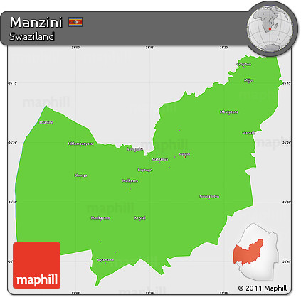 Political Simple Map of Manzini, single color outside