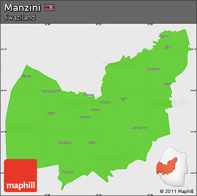 Political Simple Map of Manzini, single color outside