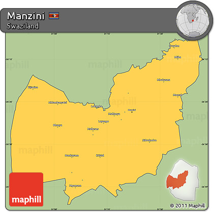 Savanna Style Simple Map of Manzini, cropped outside