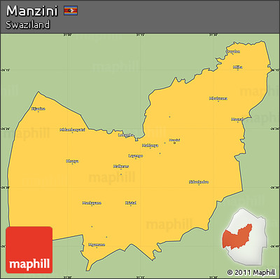 Savanna Style Simple Map of Manzini, cropped outside