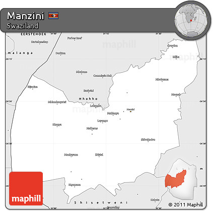 Silver Style Simple Map of Manzini