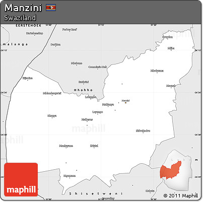 Silver Style Simple Map of Manzini