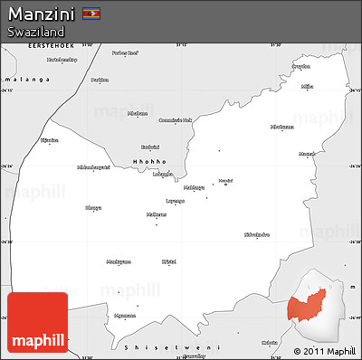 Silver Style Simple Map of Manzini
