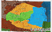 Political Panoramic Map of Swaziland, darken