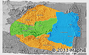Political Panoramic Map of Swaziland, desaturated