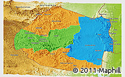 Political Panoramic Map of Swaziland, physical outside