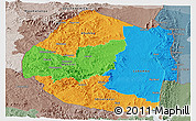 Political Panoramic Map of Swaziland, semi-desaturated, land only