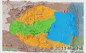 Political Panoramic Map of Swaziland, semi-desaturated