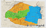 Political Panoramic Map of Swaziland, shaded relief outside, bathymetry sea