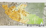 Physical 3D Map of Shiselweni, semi-desaturated