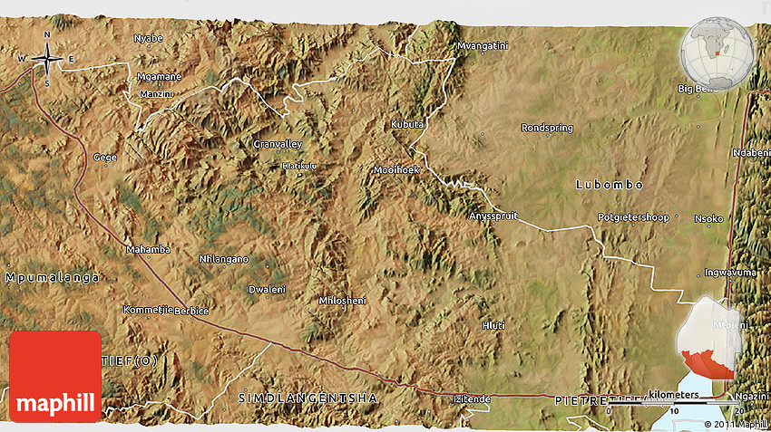 Satellite 3D Map of Shiselweni