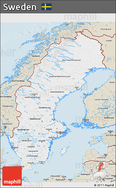 Classic Style 3D Map of Sweden