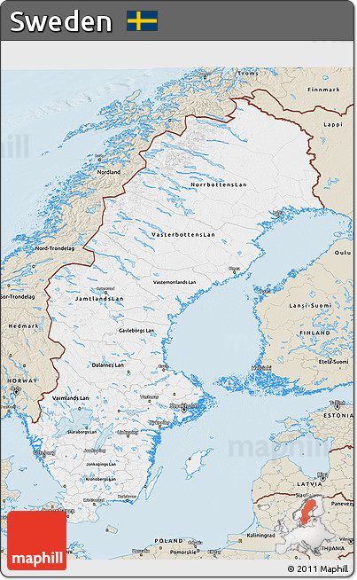 Classic Style 3D Map of Sweden