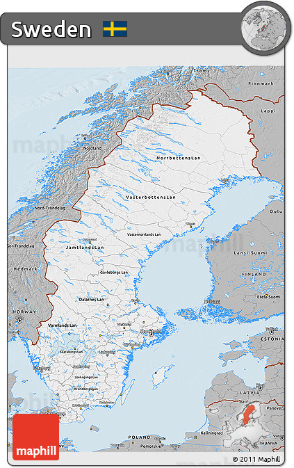 Gray 3D Map of Sweden