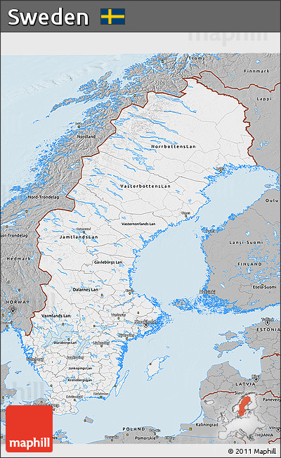 Gray 3D Map of Sweden