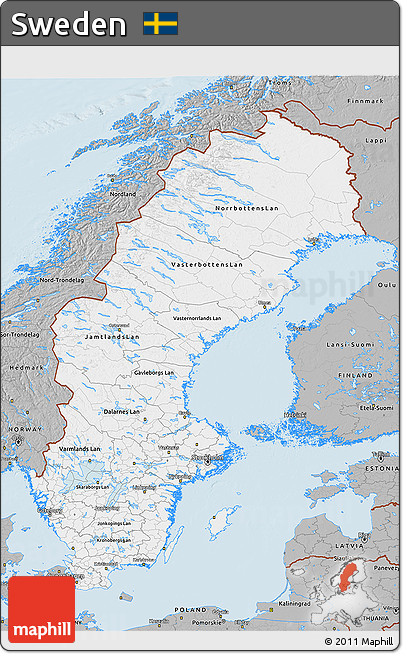 Gray 3D Map of Sweden