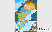 Political 3D Map of Sweden, darken, land only