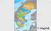 Political 3D Map of Sweden, desaturated, land only