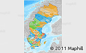 Political 3D Map of Sweden, lighten, desaturated, land only