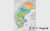 Political 3D Map of Sweden, lighten, desaturated