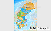 Political 3D Map of Sweden, lighten, land only