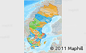 Political 3D Map of Sweden, lighten, semi-desaturated, land only
