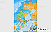 Political 3D Map of Sweden, political shades outside