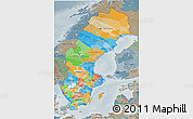 Political 3D Map of Sweden, semi-desaturated