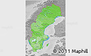Political Shades 3D Map of Sweden, desaturated