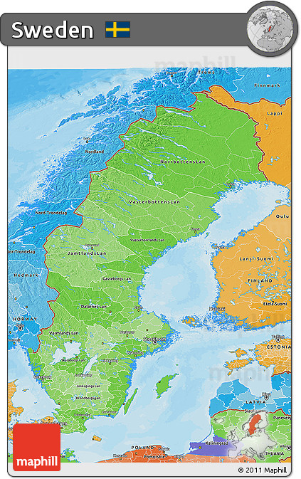 Political Shades 3D Map of Sweden
