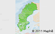 Political Shades 3D Map of Sweden, lighten