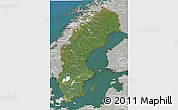 Satellite 3D Map of Sweden, lighten, semi-desaturated, land only