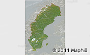 Satellite 3D Map of Sweden, lighten, semi-desaturated