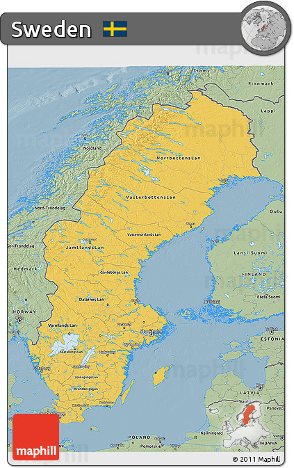 Savanna Style 3D Map of Sweden