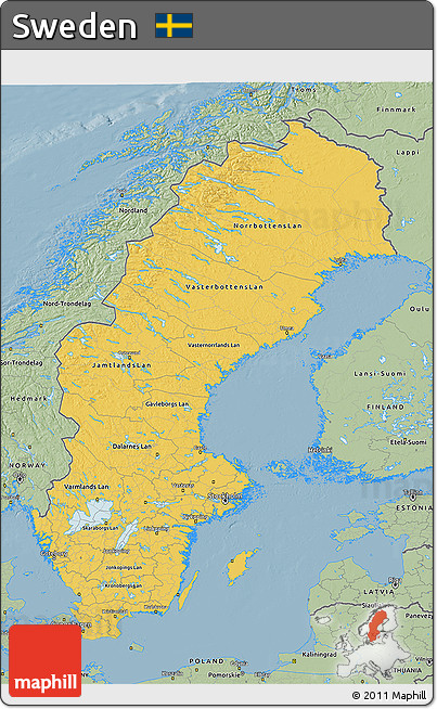 Savanna Style 3D Map of Sweden
