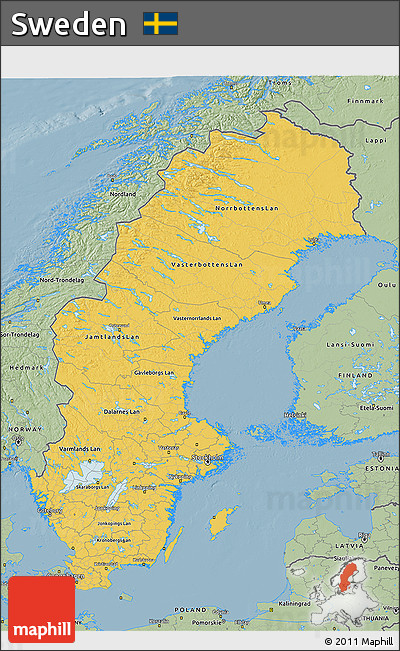 Savanna Style 3D Map of Sweden