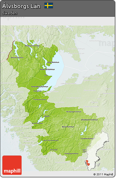 Physical 3D Map of Álvsborgs Län, lighten