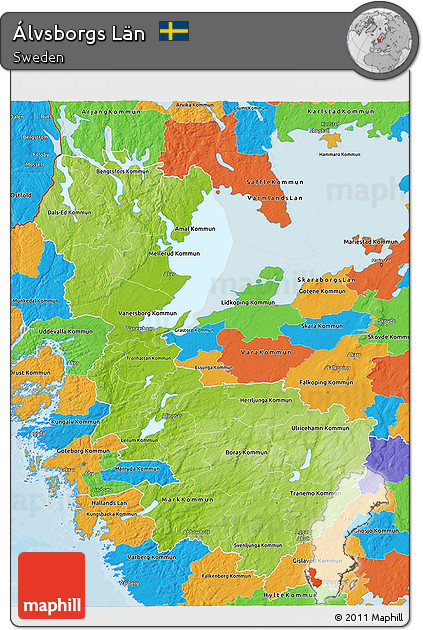 Physical 3D Map of Álvsborgs Län, political outside