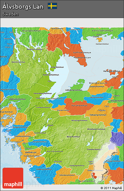 Physical 3D Map of Álvsborgs Län, political outside