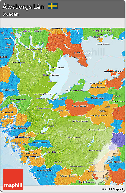 Physical 3D Map of Álvsborgs Län, political outside