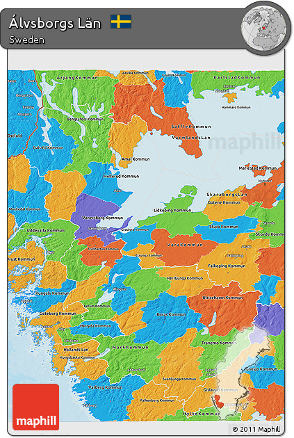 Political 3D Map of Álvsborgs Län
