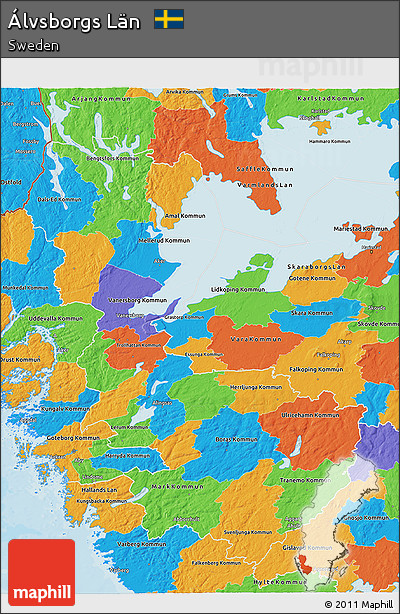 Political 3D Map of Álvsborgs Län