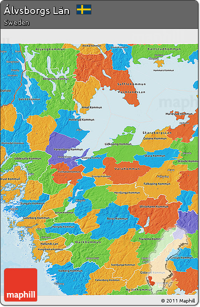 Political 3D Map of Álvsborgs Län