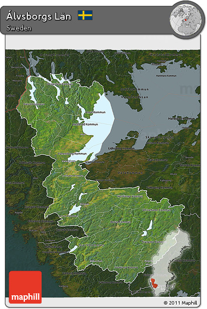 Satellite 3D Map of Álvsborgs Län, darken