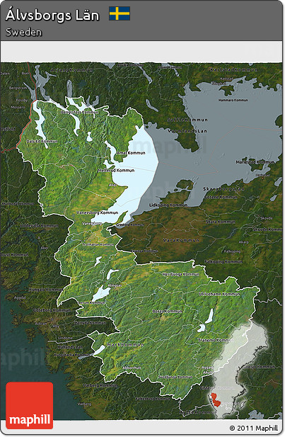 Satellite 3D Map of Álvsborgs Län, darken