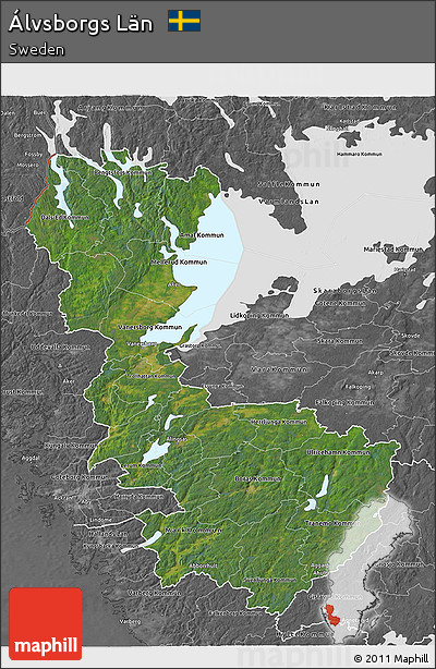 Satellite 3D Map of Álvsborgs Län, desaturated